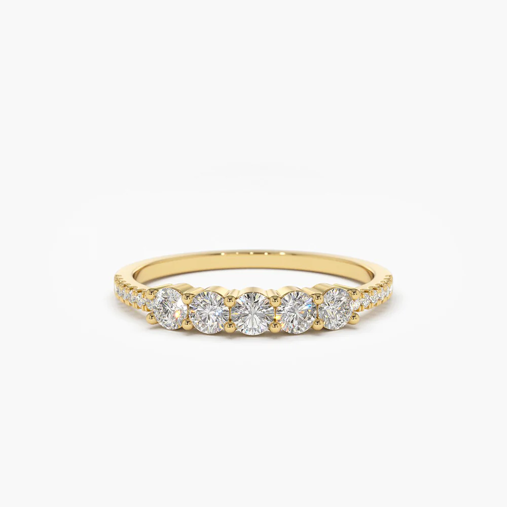 925 Sterling Silver 5 Stone Diamond Anniversary Ring