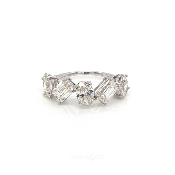 925 Sterling Silver 5 Stone Diamond Ring