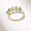 925 Sterling Silver 5 Stone Oval Emerald Ring - Image 7
