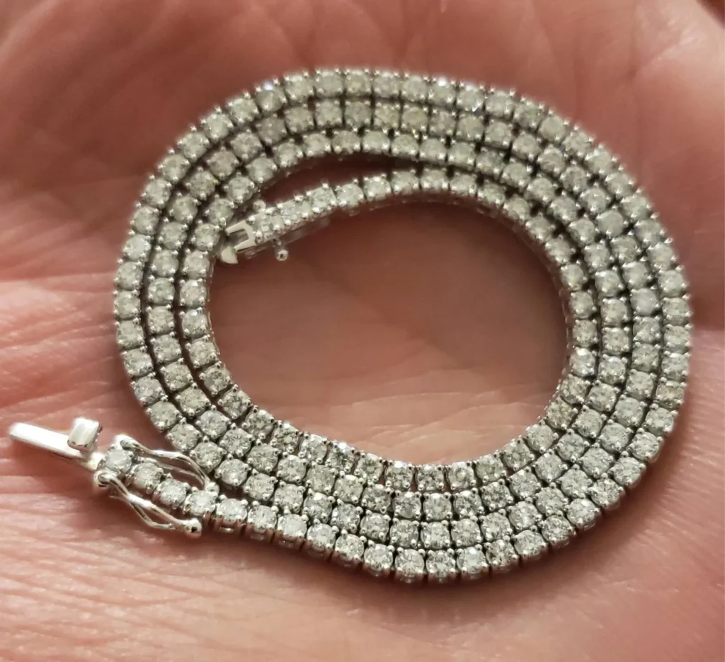 925 Sterling Silver 52.29ctw 5.80mm Round Diamond 18 Inches 4 Prong Classic Tennis Necklace