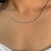 925 Sterling Silver tennis necklace with round stones and classic prong setting