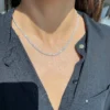 20-inch tennis necklace in sterling silver with thick gold plating
