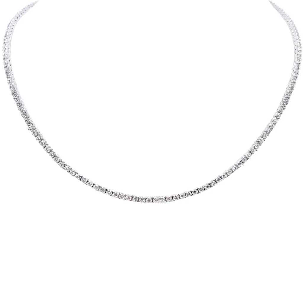 925 Sterling Silver 52.5ctw 6.35mm Round Diamond 14 Inches 4 Prong Classic Tennis Necklace