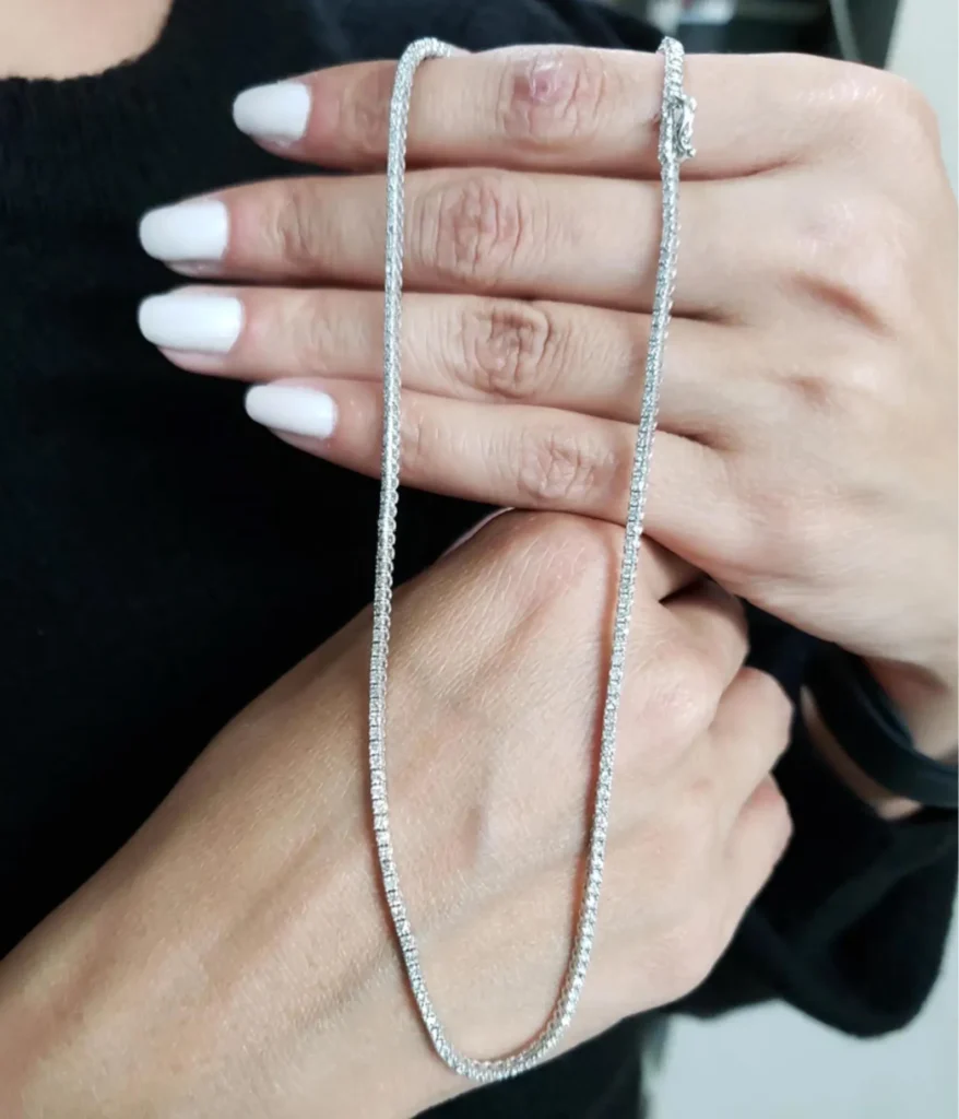925 Sterling Silver 54.67ctw 5.20mm Round Diamond 22 Inches 4 Prong Classic Tennis Necklace