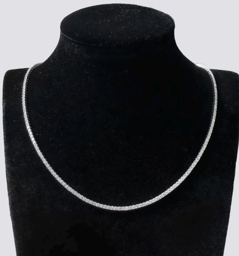 925 Sterling Silver 55.64ctw 4.75mm Round Diamond 26 Inches 4 Prong Classic Tennis Necklace