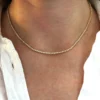 Classic tennis necklace with round stones and a bold 16-inch length