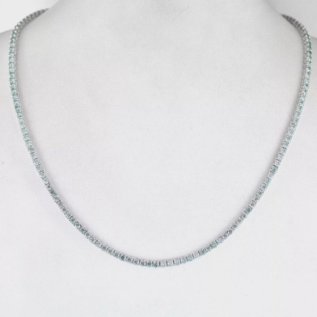 925 Sterling Silver 58.32ctw 6.00mm Round Diamond 18 Inches 4 Prong Classic Tennis Necklace