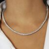 925 Sterling Silver tennis necklace with round stones