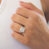 925 Sterling Silver 5ct cushion engagement ring, 925 Sterling Silver engagement ring, Diamond - Image 2