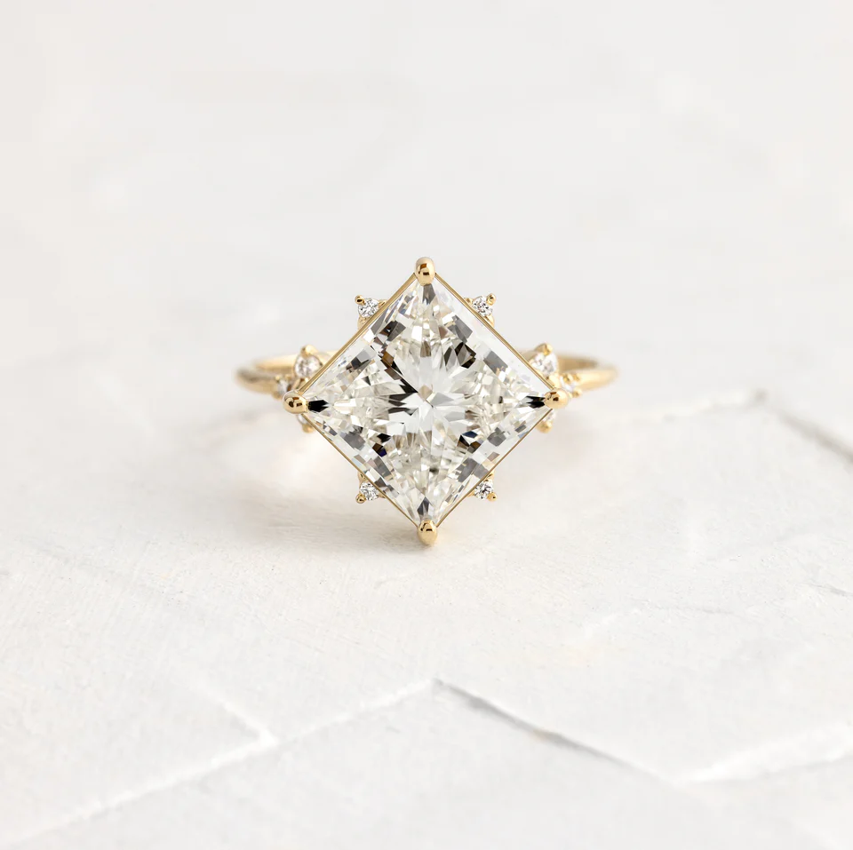 925 Sterling Silver 5ct. Princess Cut  Diamond Engagement Ring