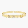 925 Sterling Silver bangle with sliding initials and diamond accents