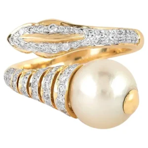 925 Sterling Silver 6.25 Carat Pearl & Diamond Statement Ring