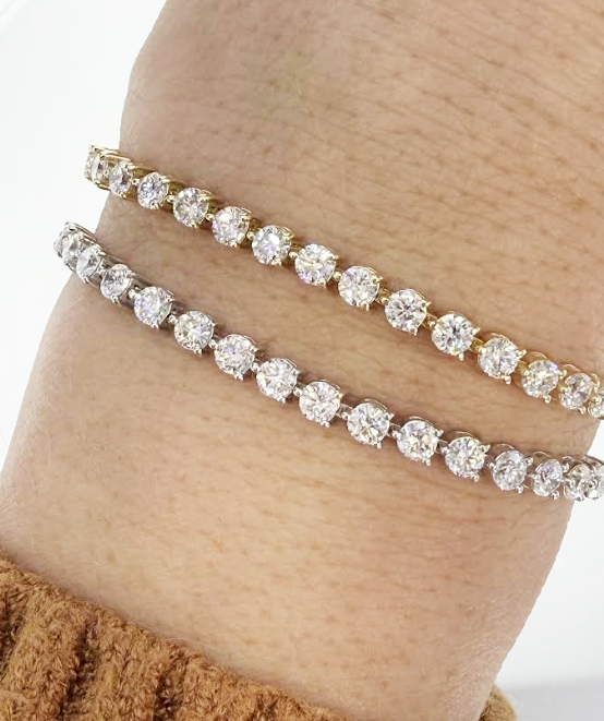 925 Sterling Silver 6.61ctw 3.25mm Round Diamond 8 Inches 3 Prong Classic Tennis Bracelet