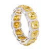 925 Sterling Silver 6.84 Carat | Fancy Yellow and Diamond Eternity Band | Wedding Ring - Image 3