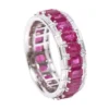 925 Sterling Silver 6.85 Carat Ruby and Diamond Eternity Band Ring