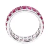 925 Sterling Silver 6.85 Carat Ruby and Diamond Eternity Band Ring - Image 3