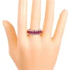 925 Sterling Silver 6.85 Carat Ruby and Diamond Eternity Band Ring - Image 4