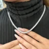 925 Sterling Silver tennis necklace with round stones