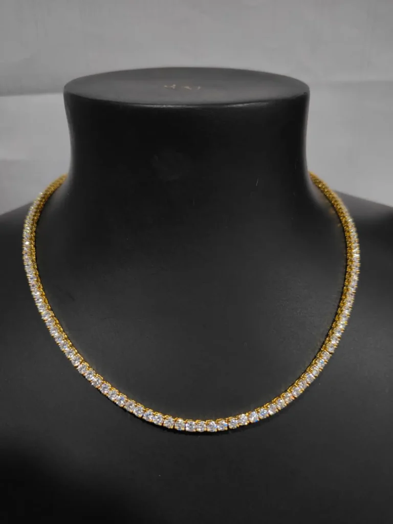 925 Sterling Silver 62.64ctw 5.50mm Round Diamond 24 Inches 4 Prong Classic Tennis Necklace