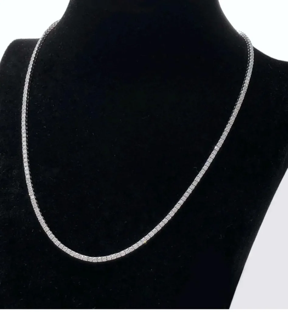 925 Sterling Silver 64.20ctw 4.75mm Round Diamond 30 Inches 4 Prong Classic Tennis Necklace