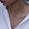 925 Sterling Silver 66.08ctw 5.00mm Round Diamond 28 Inches 4 Prong Classic Tennis Necklace - Image 2