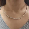 26-inch necklace with wide, balanced line of stones