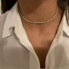 Round 5.50mm stone tennis necklace with thick gold plating