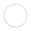 Round 5.20mm stones create a bold tennis necklace profile