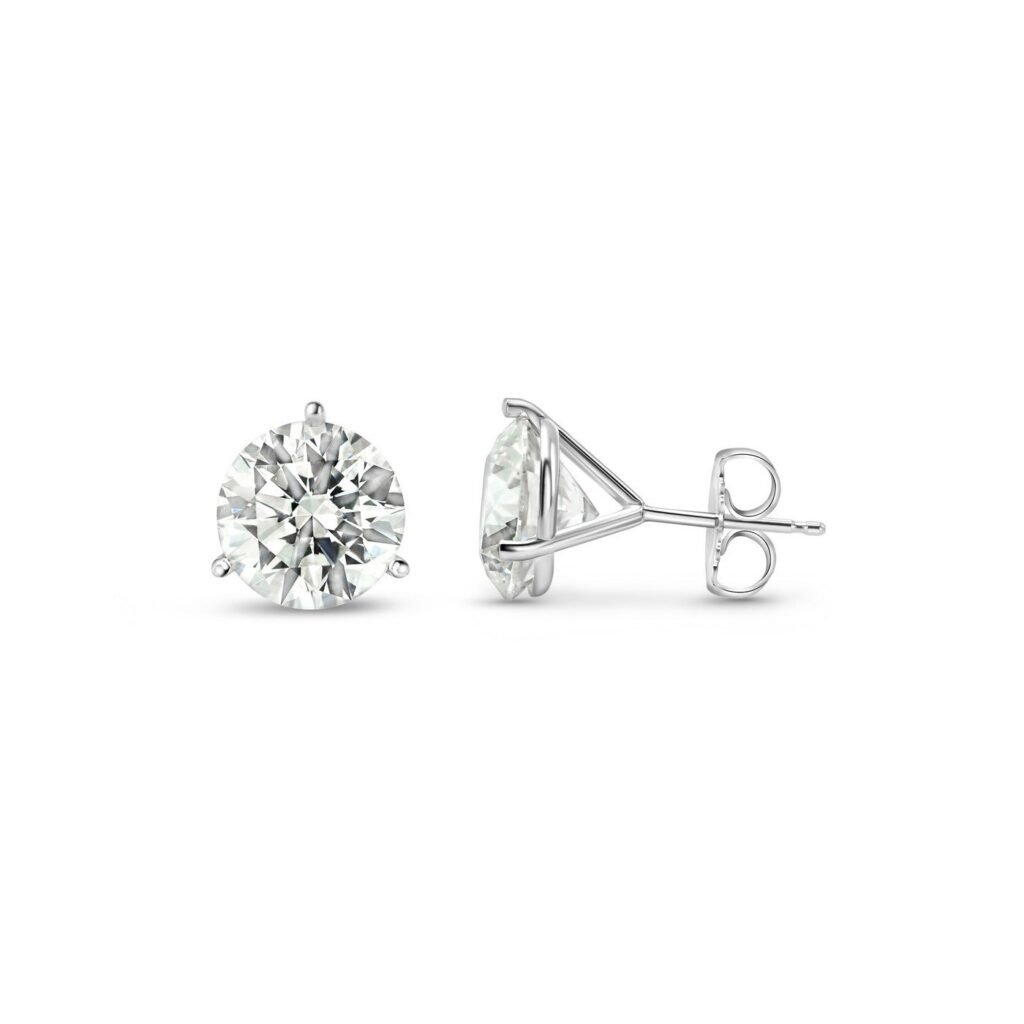 925 Sterling Silver 6 carat Diamond earrings, diamond earrings