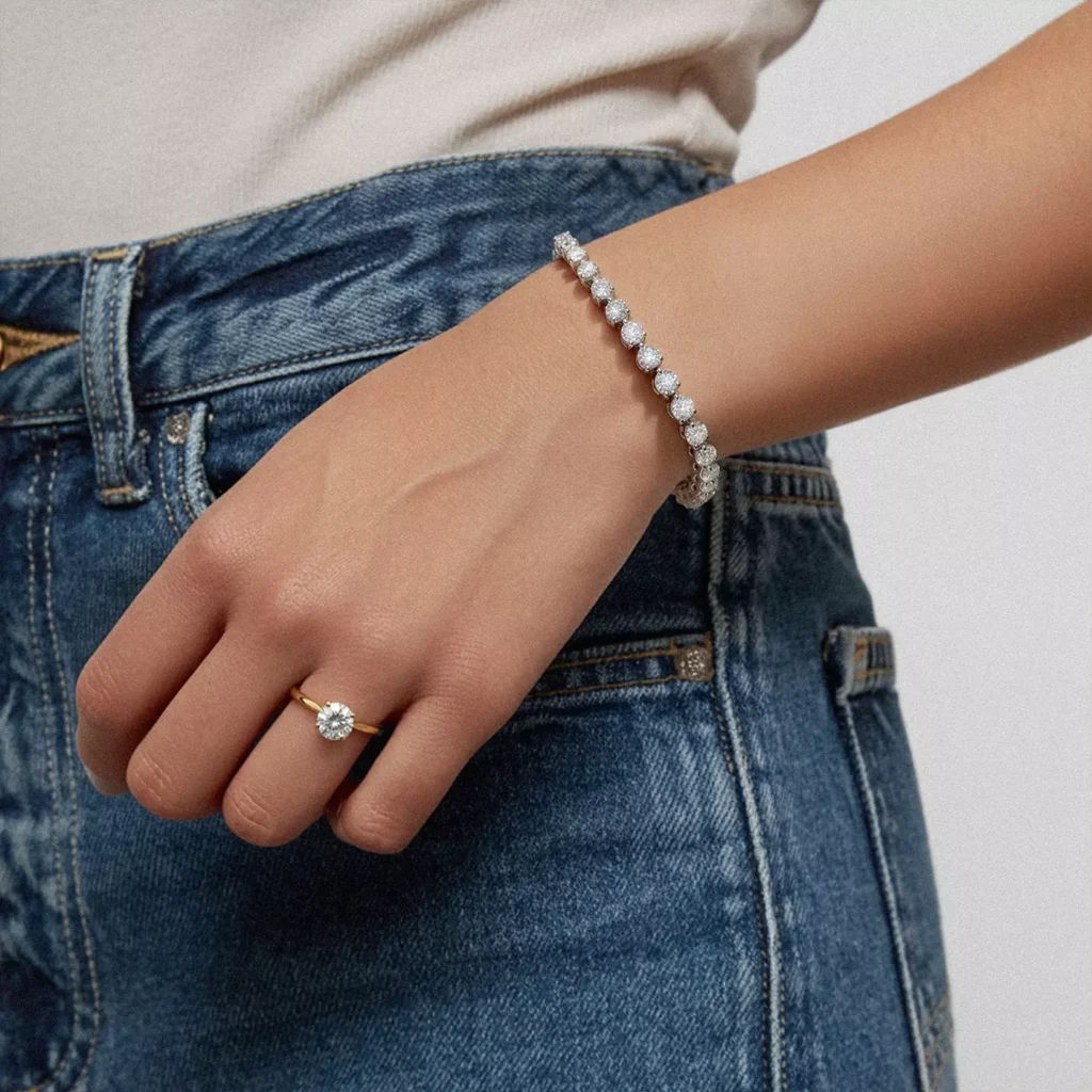 925 Sterling Silver 7.02ctw 3.25mm Round Diamond 8.5 Inches 3 Prong Classic Tennis Bracelet