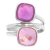 Sterling silver ring with dual purple and pink amethyst stones
