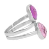 Bypass ring featuring pear-shaped purple and pink amethyst