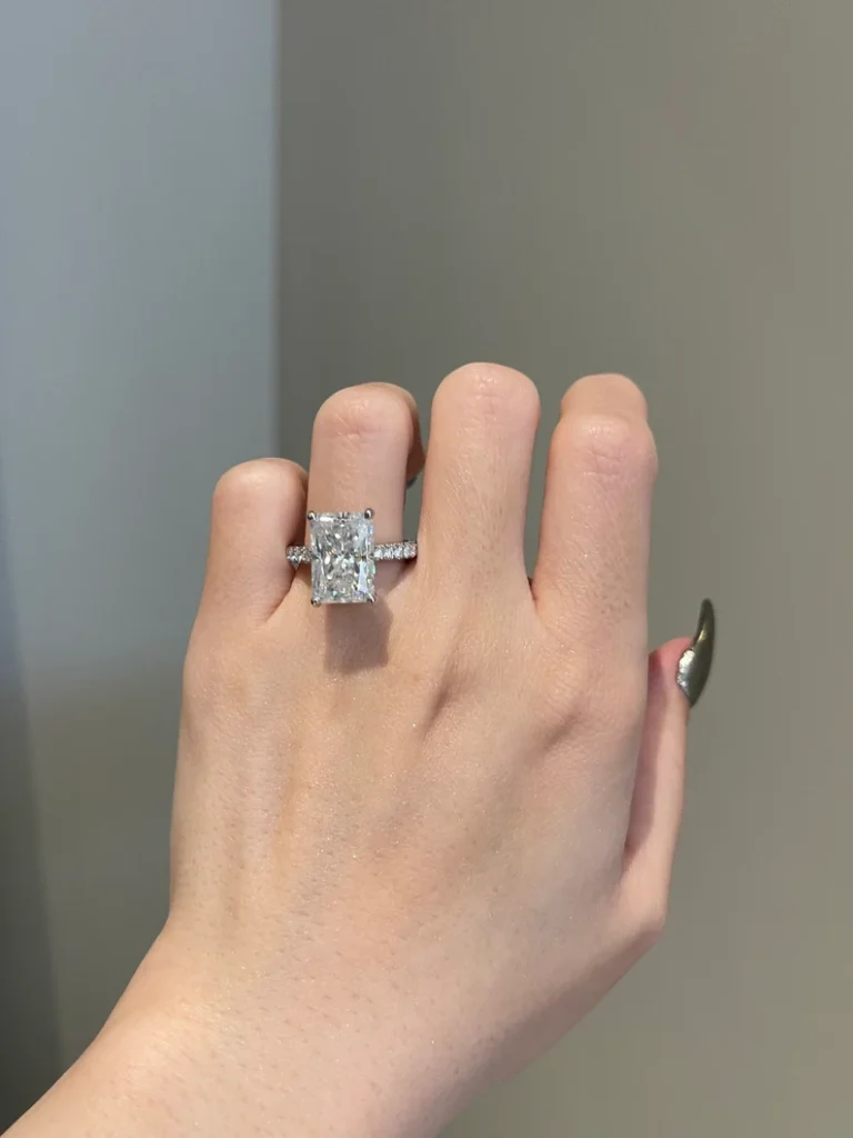 925 Sterling Silver 7 Carat Brilliant Radiant Cut Engagement Ring for Women