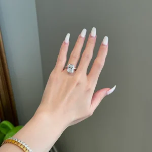 925 Sterling Silver 7 Carat Brilliant Radiant Solitaire Engagement Ring