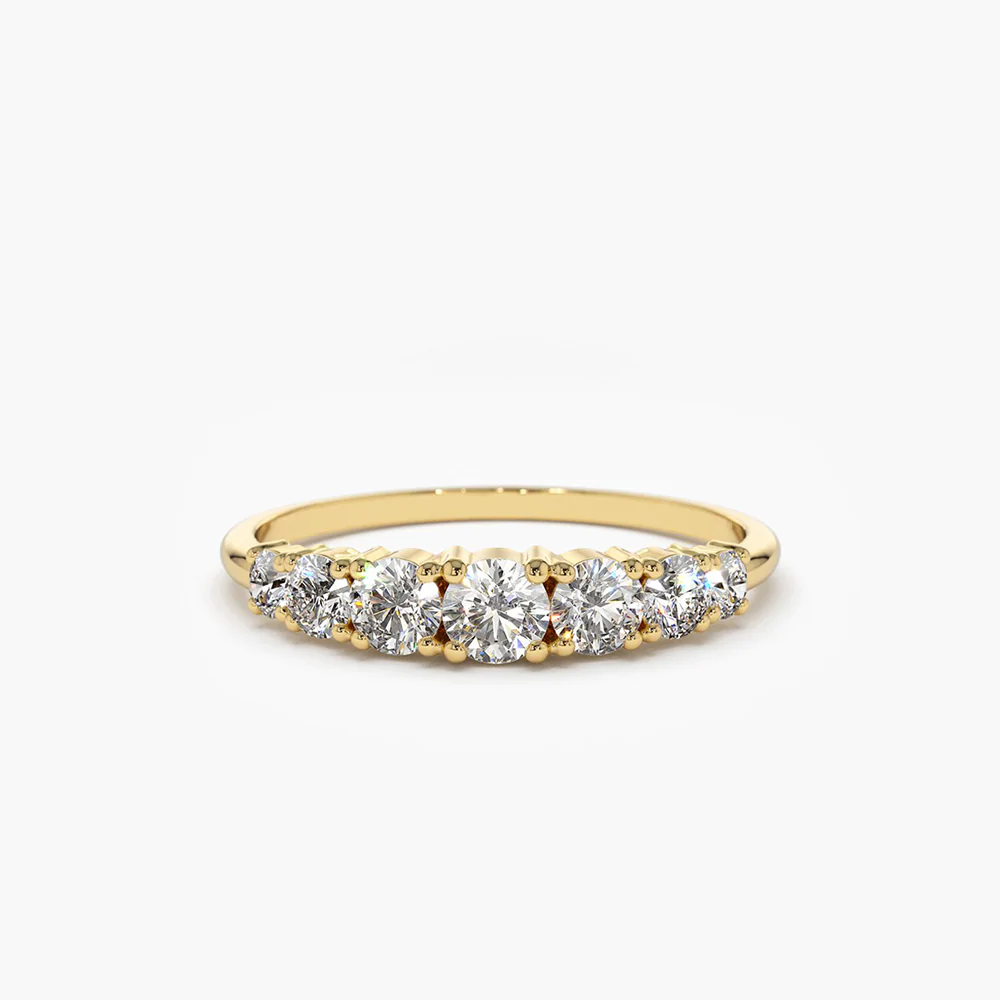 925 Sterling Silver 7 Stone Diamond Graduated Wedding Ring