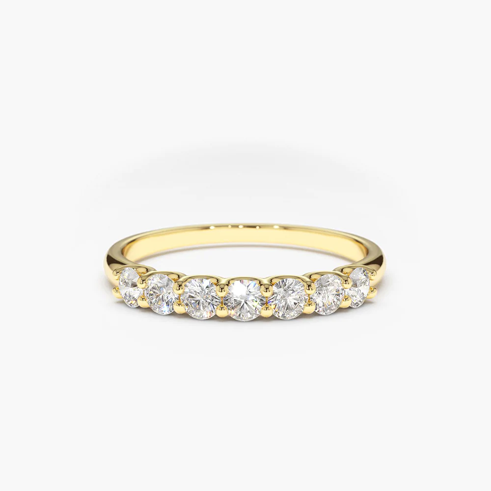 925 Sterling Silver 7 Stone U-Shaped Diamond Wedding Band