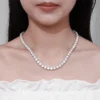 Sterling silver tennis necklace featuring 75.46 ctw of round CZ stones