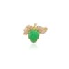 Sterling silver brooch pendant with carved leaf emerald design
