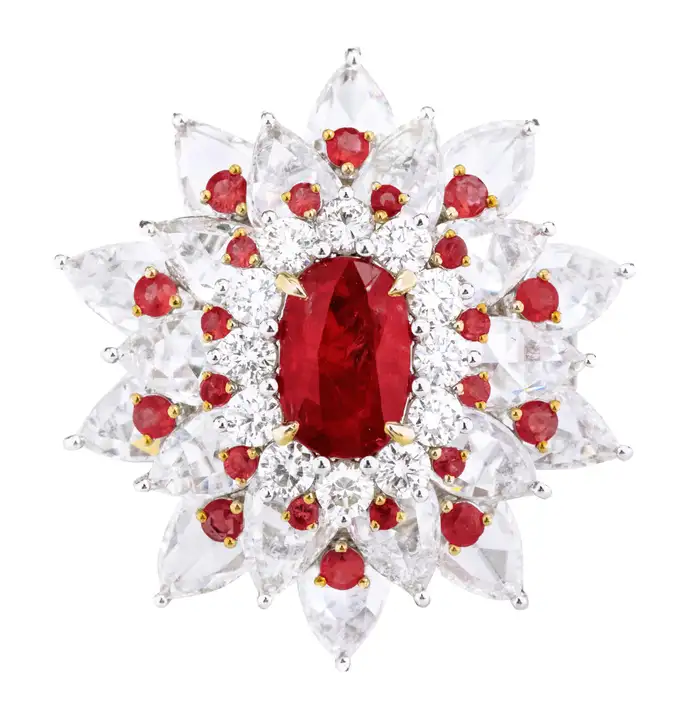 925 Sterling Silver 8.95 Carat Ruby and Diamond Cocktail Modulation Ring