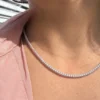 22-inch tennis necklace with 82.5ctw round stones across the neckline
