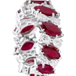 925 Sterling Silver 9.50 Carat Diamond & Ruby Solitaire Eternity Band