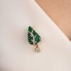 Gold-plated sterling silver brooch pendant with leaf detail