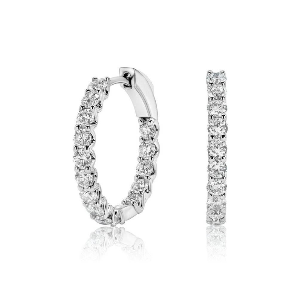 925 Sterling Silver 925 Sterling Silver Diamond 15mm Huggies Earrings
