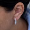 925 Sterling Silver 925 Sterling Silver Diamond 15mm Huggies Earrings - Image 2