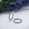925 Sterling Silver 925 Sterling Silver Diamond 15mm Huggies Earrings - Image 4