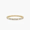 925 Sterling Silver eternity ring with alternating baguette and round stones