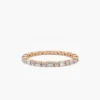 Baguette and round stone ring in 925 sterling silver with thick gold plating