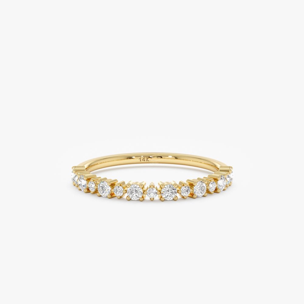 925 Sterling Silver Alternating Diamond Half Eternity Ring