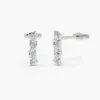 925 Sterling Silver Alternating Marquise and Round Diamond Studs - Image 2