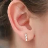 925 Sterling Silver Alternating Marquise and Round Diamond Studs - Image 3